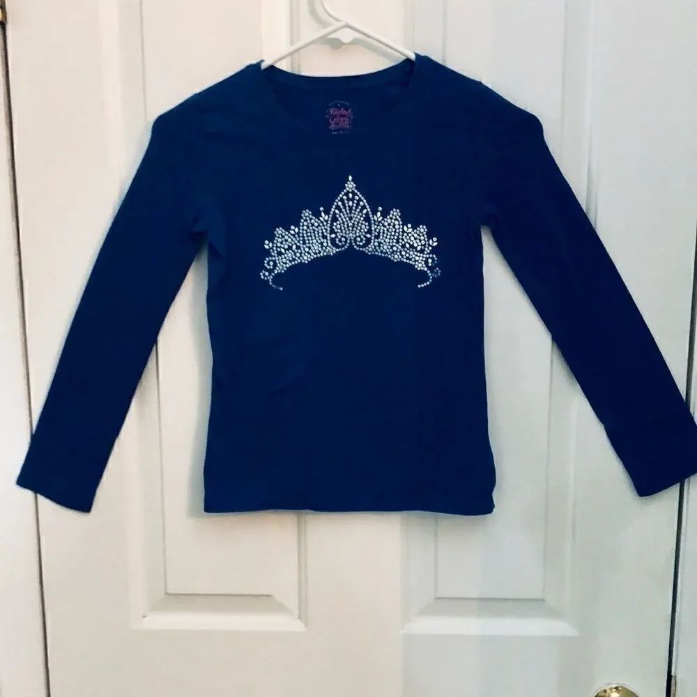 Girls Princess long sleeve navy tee
